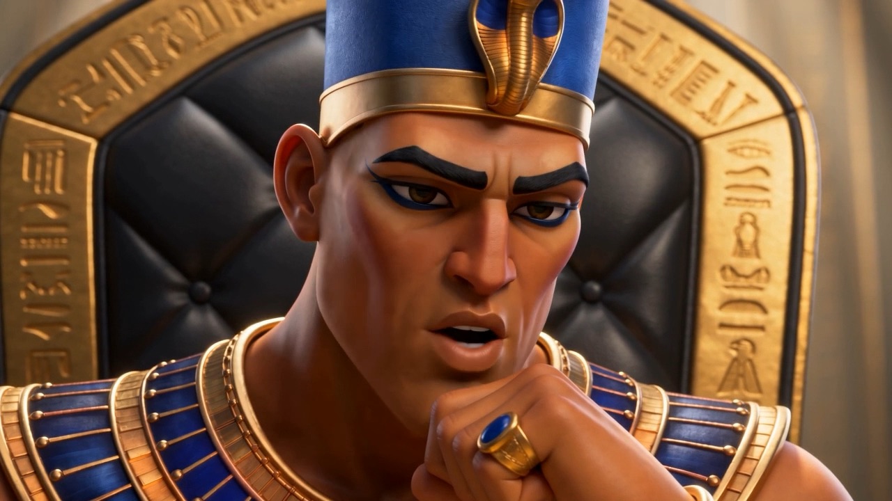The young Pharaoh considers the strange old envoys
