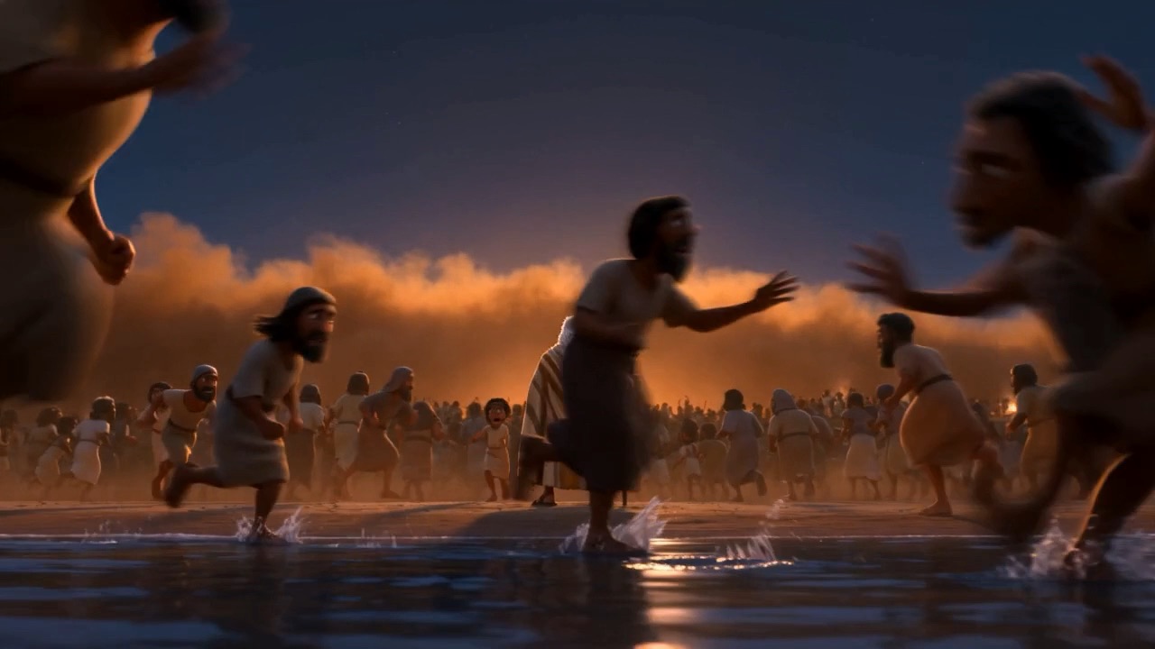 A people runs across the seabed