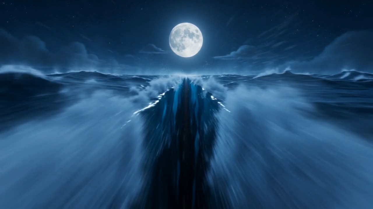 The people walk into the standing sea
