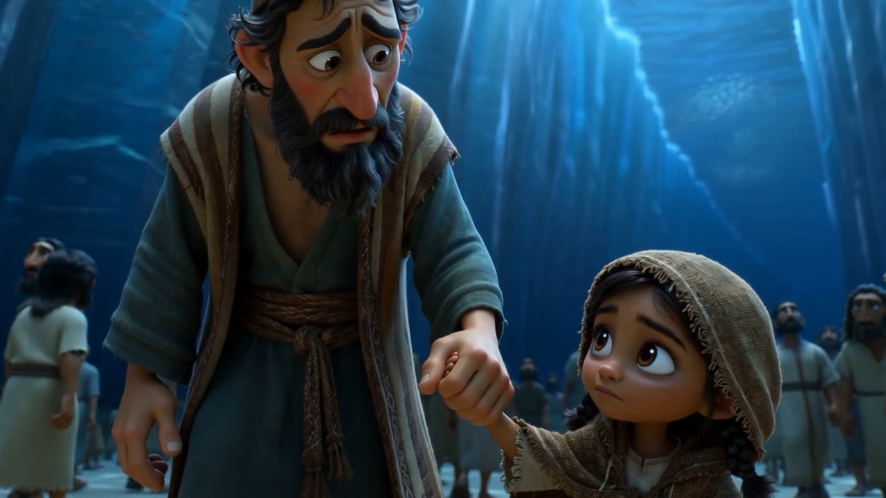 A father holding his daughter's hand very tightly