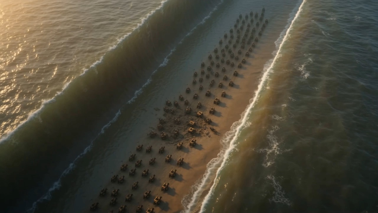 The chariots plunge in after them