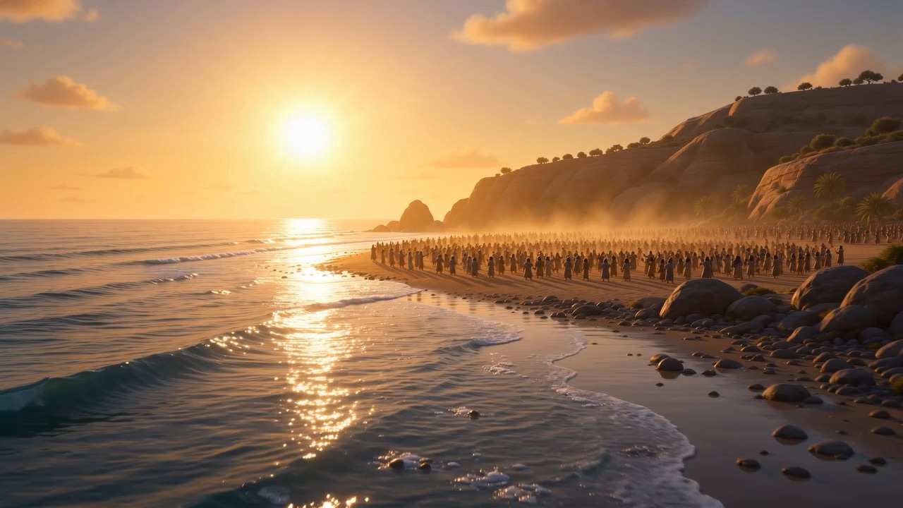 The song erupts on the far shore