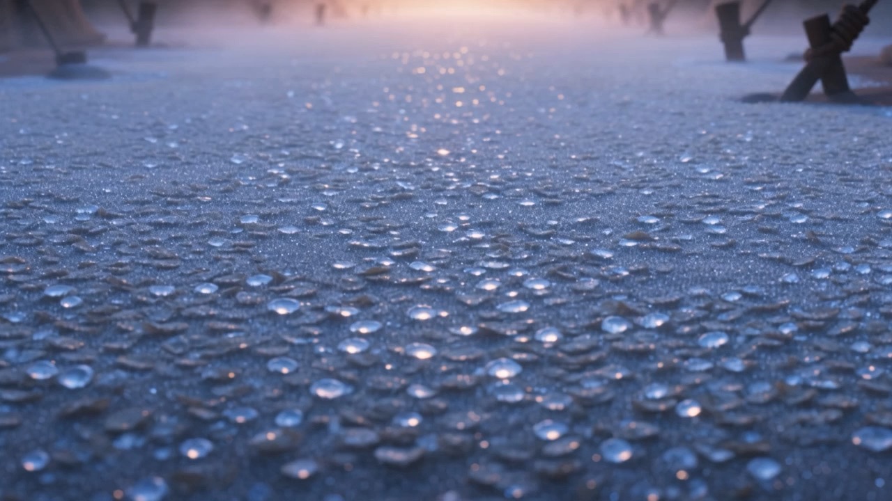 At dawn the ground is silver with dew