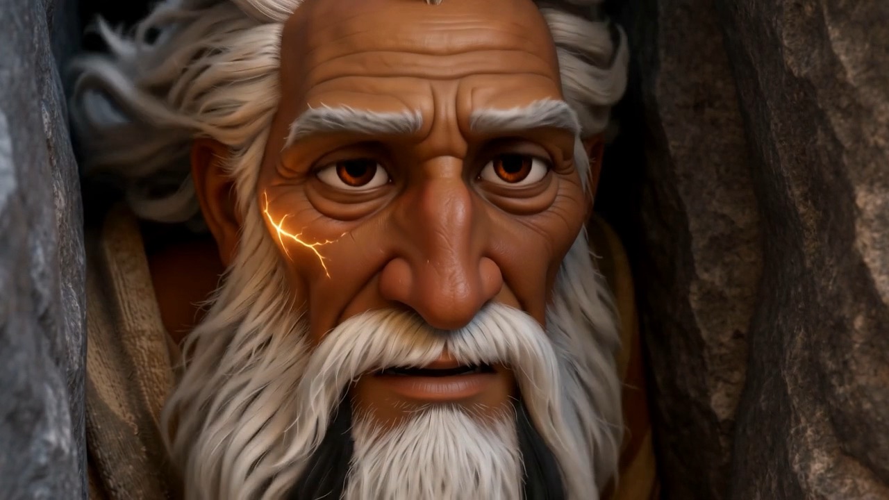 Light crosses his face as something passes by