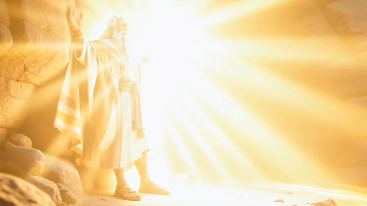 A figure of pure light stands in the gap