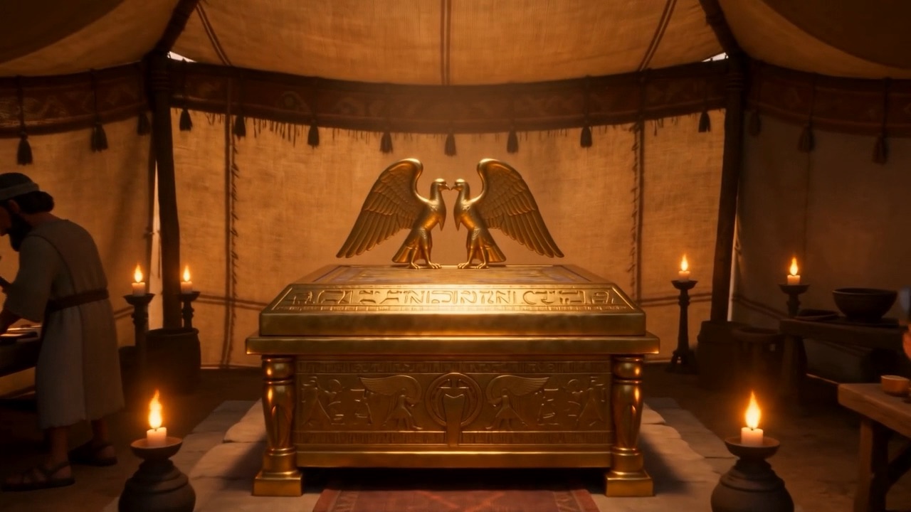 The gold ark takes shape inside the tent