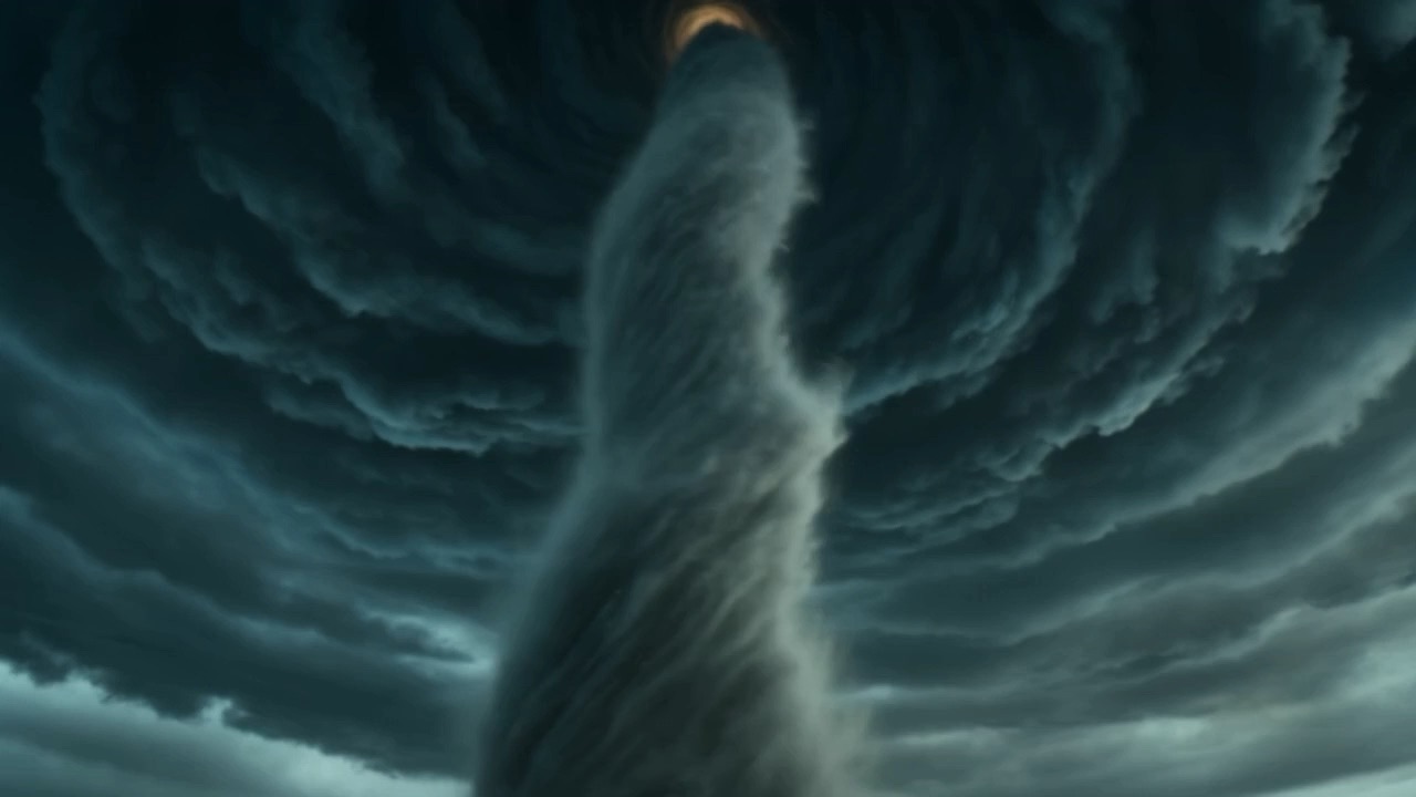 A spiral of cloud turning slowly overhead