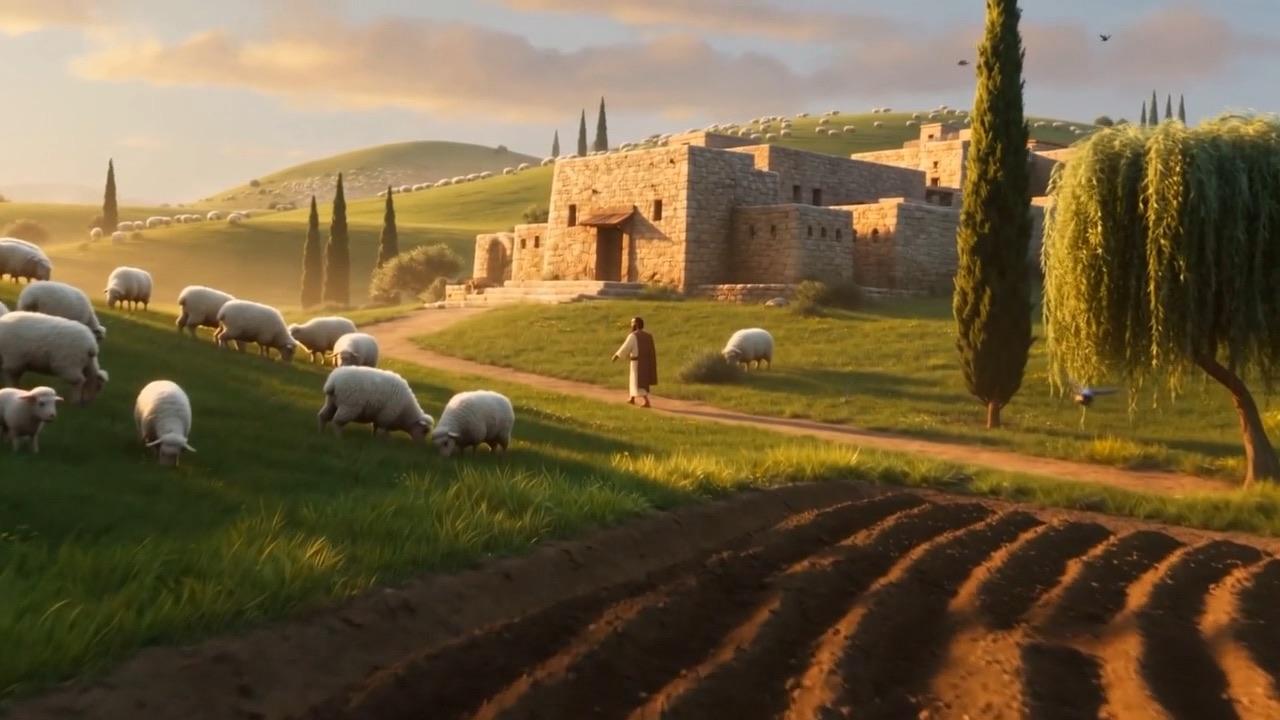 The whole estate at golden hour