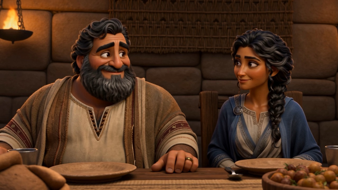 Husband and wife at the head of the table