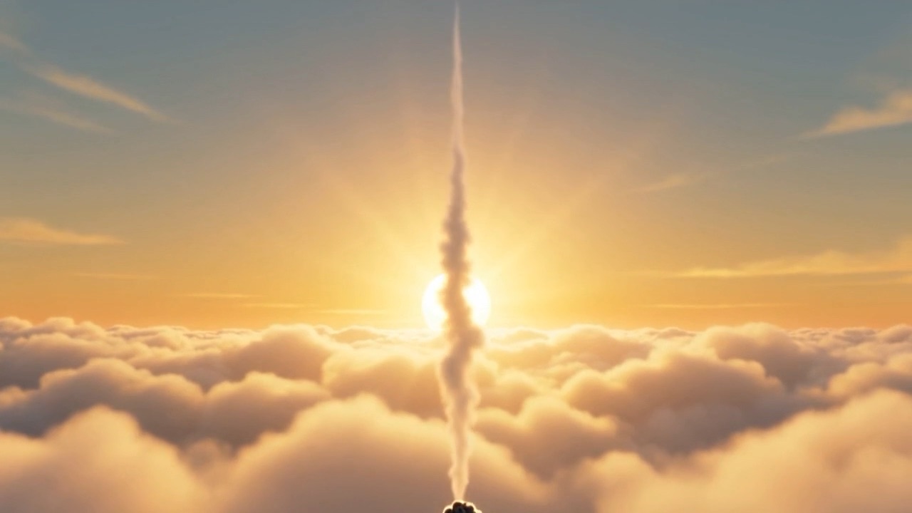 The smoke rising into the first of the sun