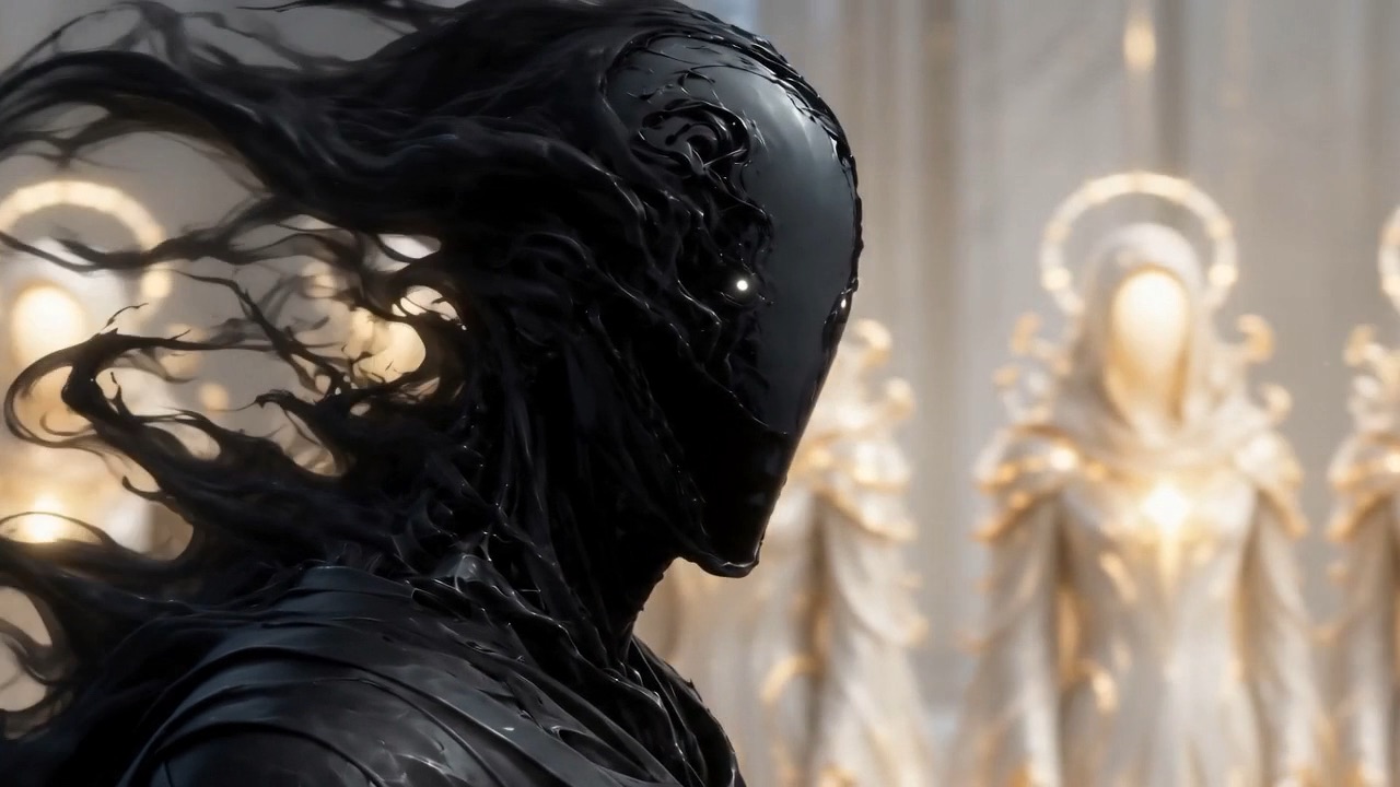 A faceless shape of moving tar