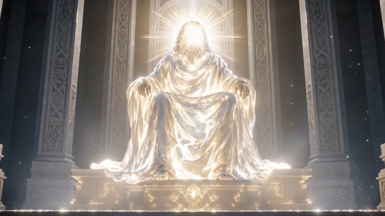 It stops at the foot of the throne
