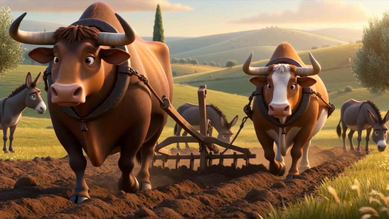 Oxen going out to plough