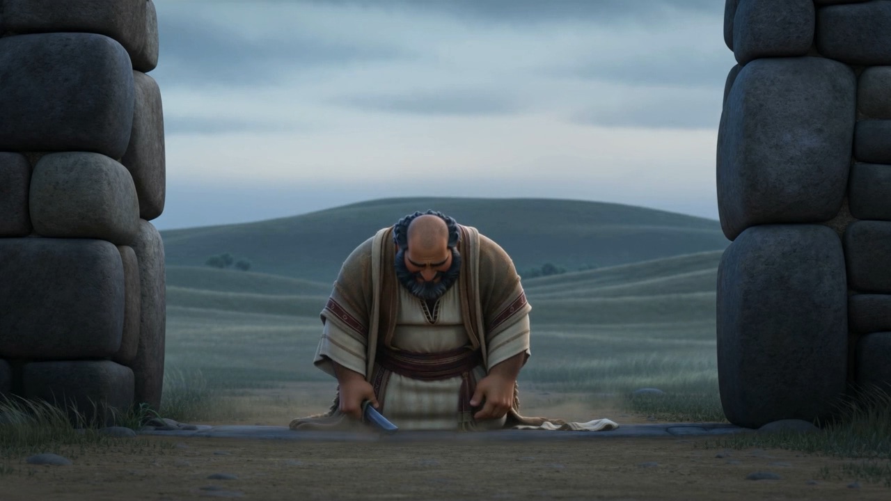 Hair on the ground at his feet