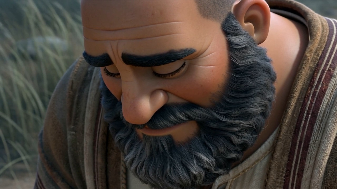 He looks up into an empty sky