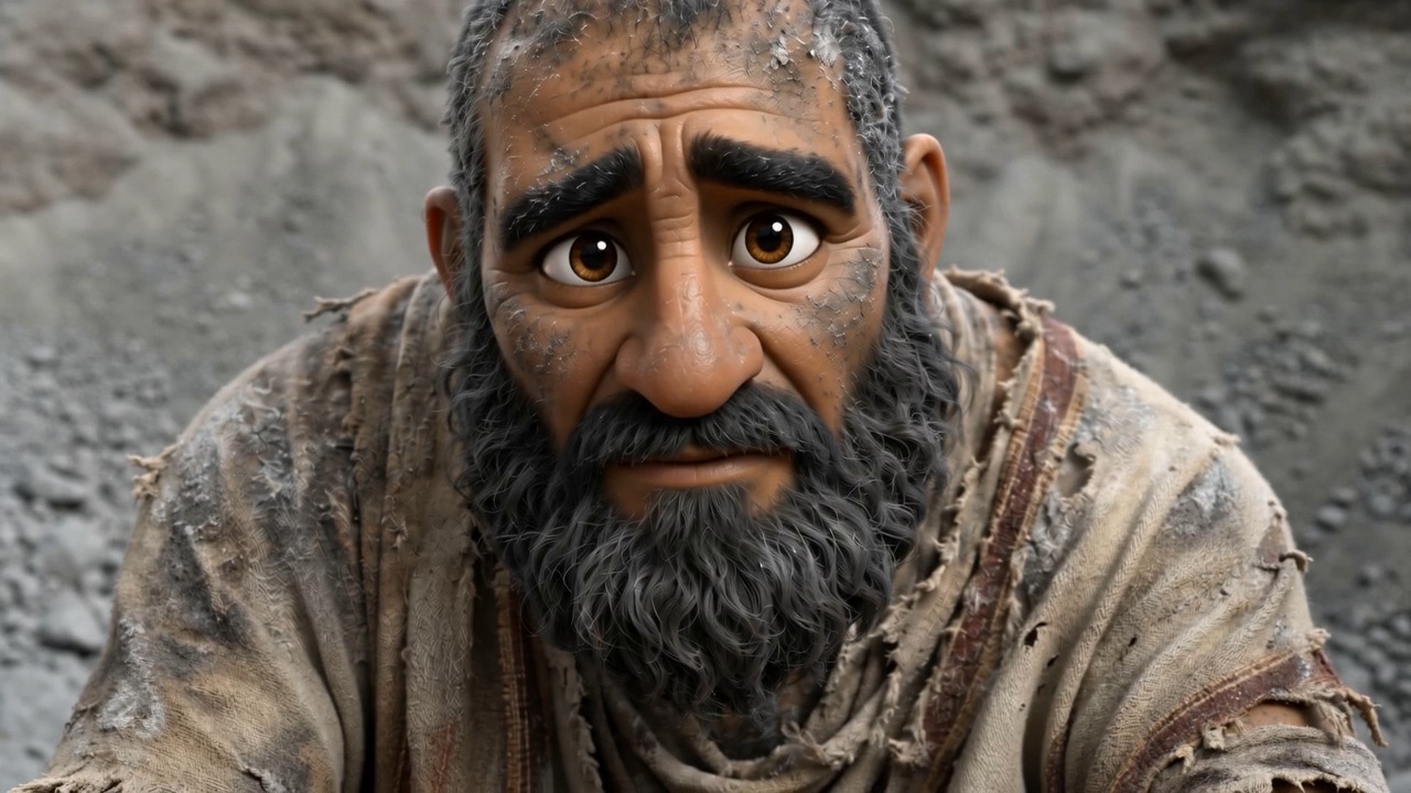 A man sitting in a pit of grey ash