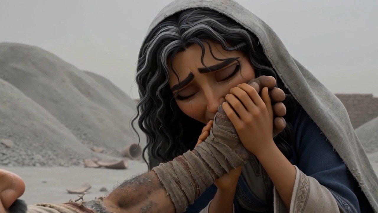 She holds it against her face and cries