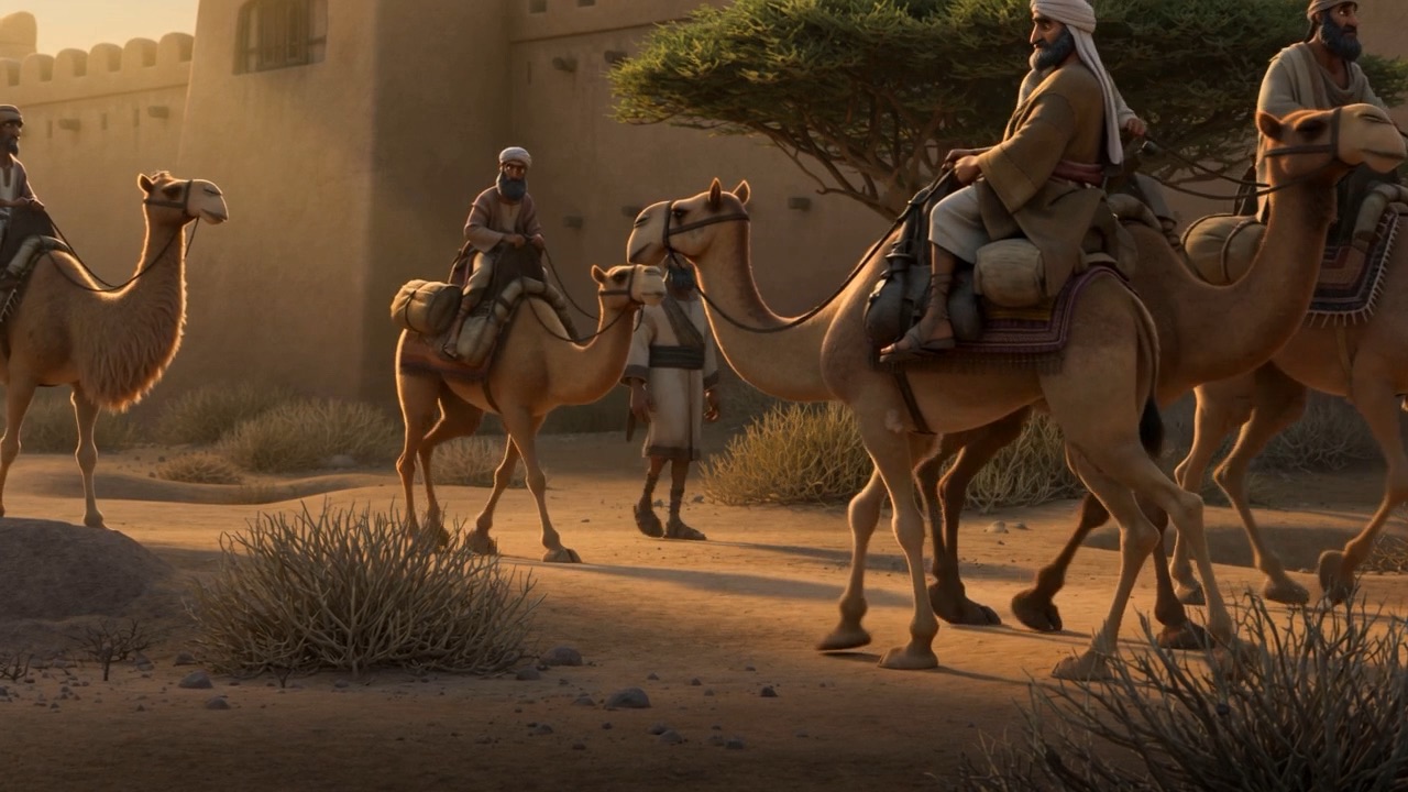 Travellers on a road, carrying the news
