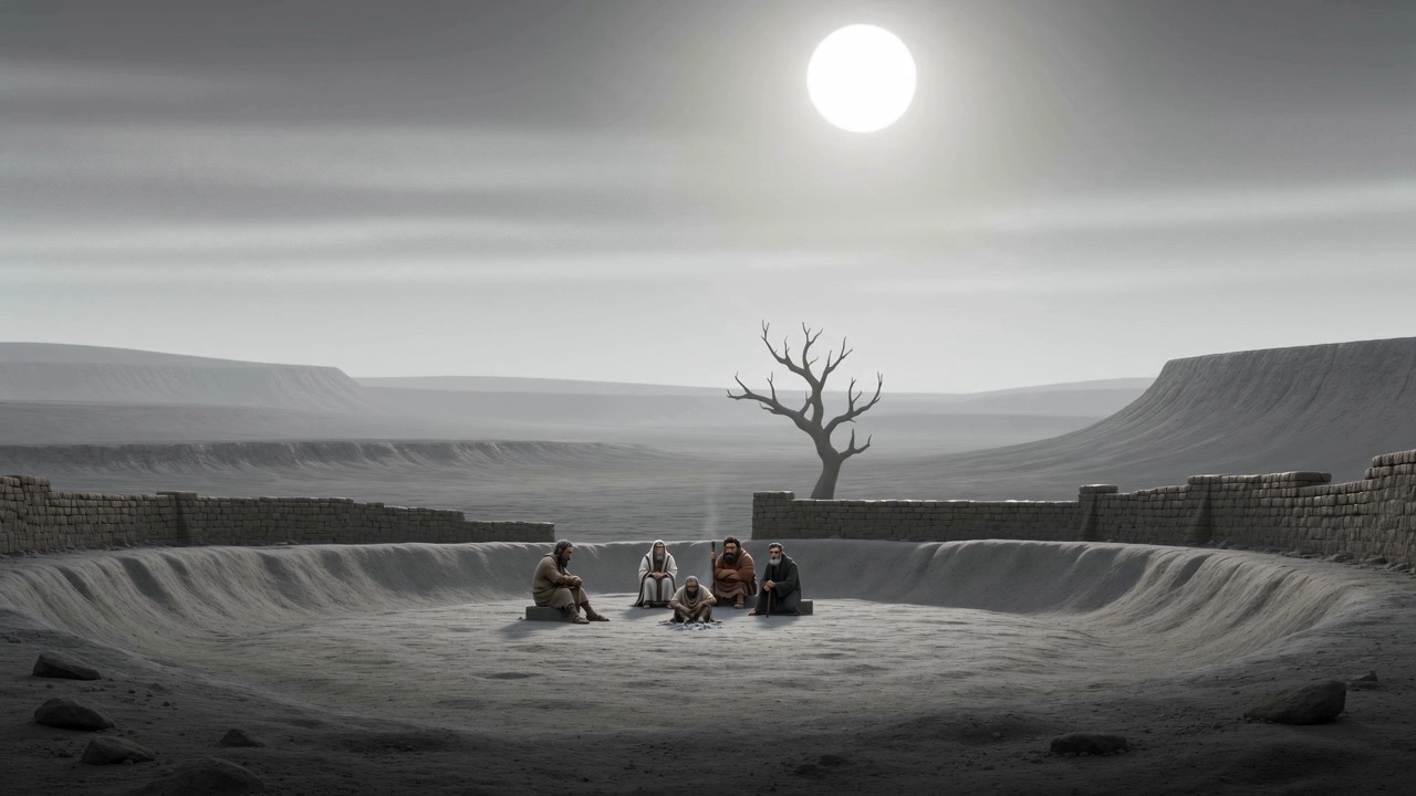 A white sun over the ash pit
