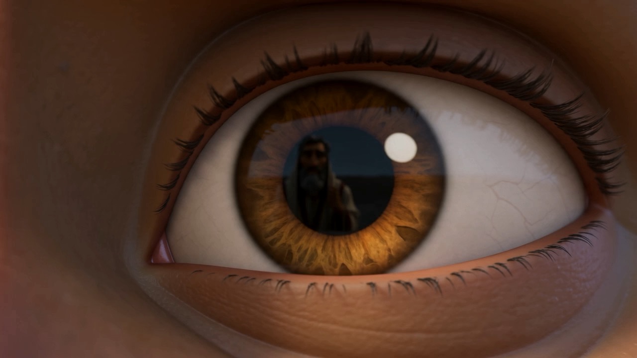 Eliphaz reflected in Job's eye