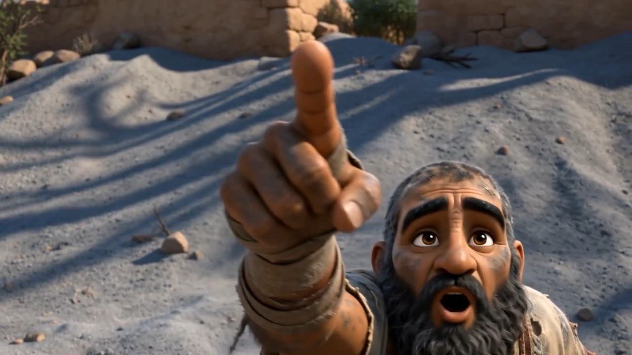A bandaged finger levelled at the horizon