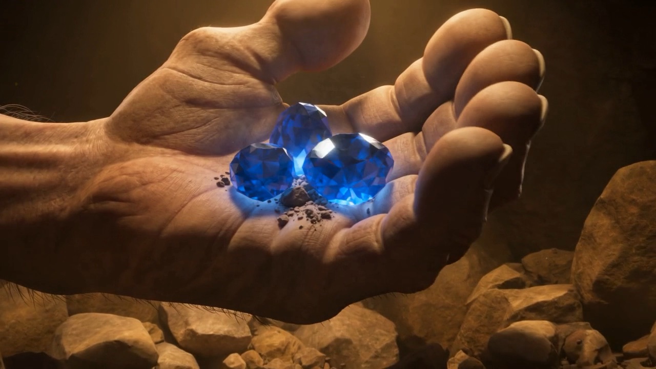 Blue stones in an open palm