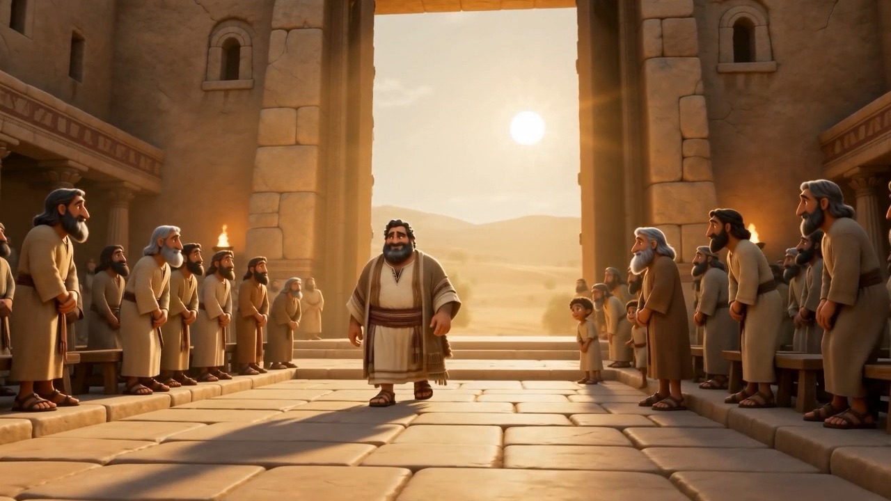 Men standing up as he passes