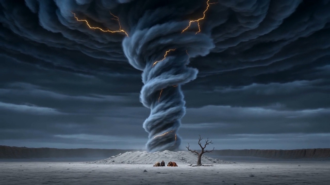 The whirlwind touching the ground