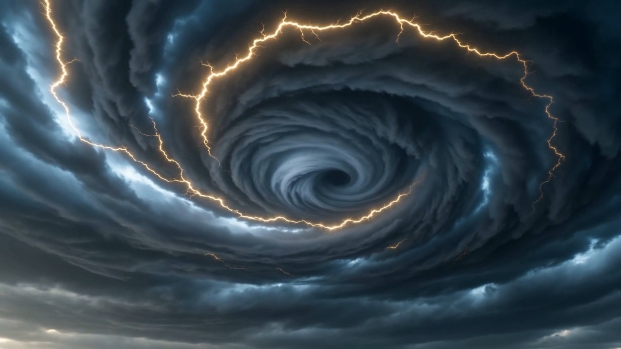 Lightning turning inside it