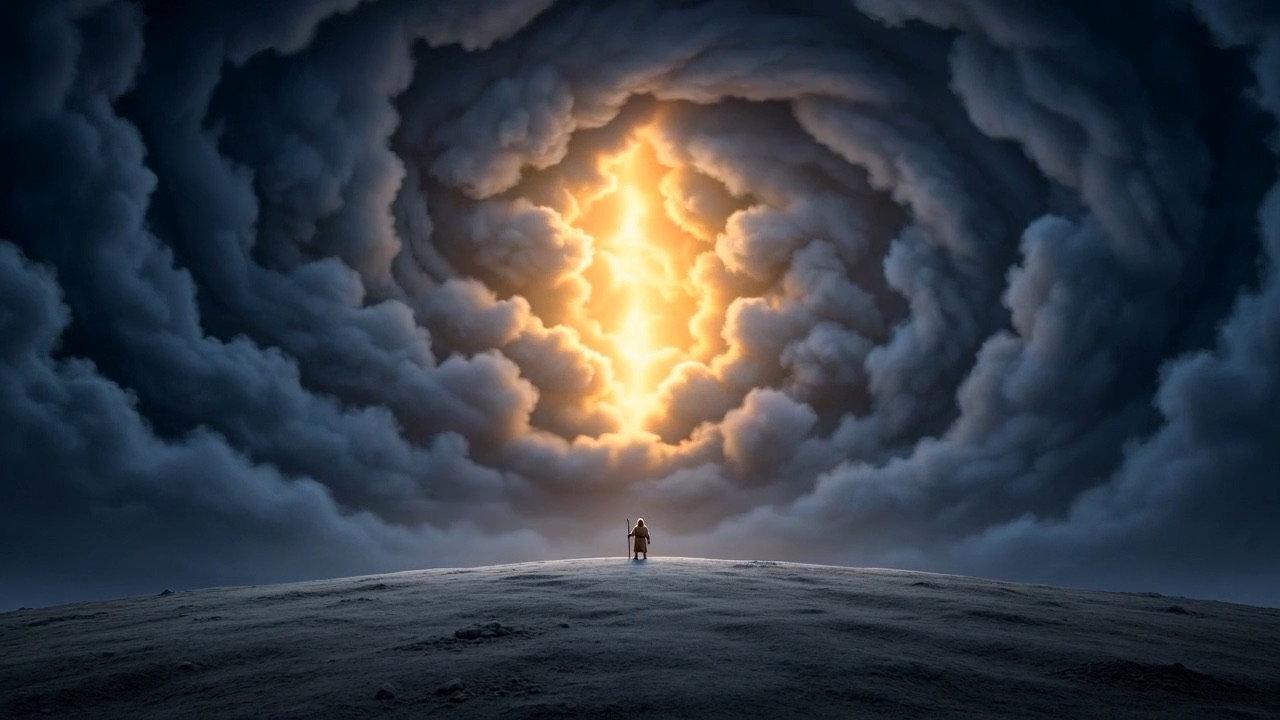 The cloud opens into a ring of gold