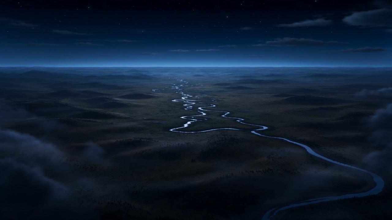 A river of light running across a dark continent