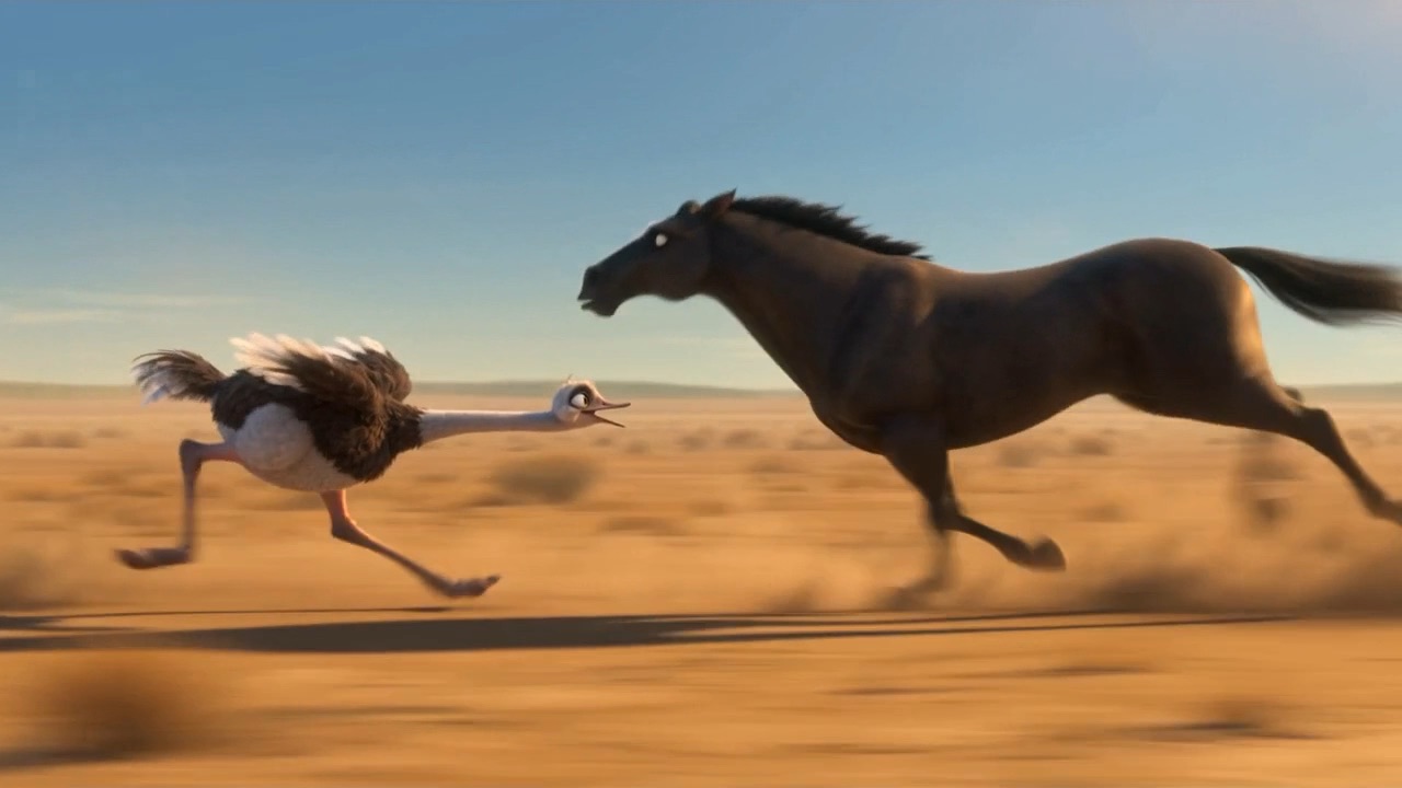 It overtakes a galloping horse