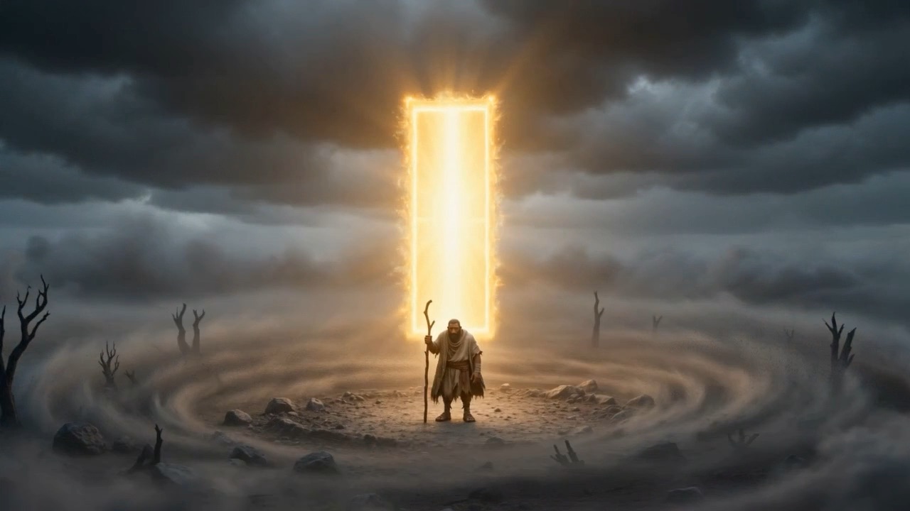 A door of light standing open in the storm