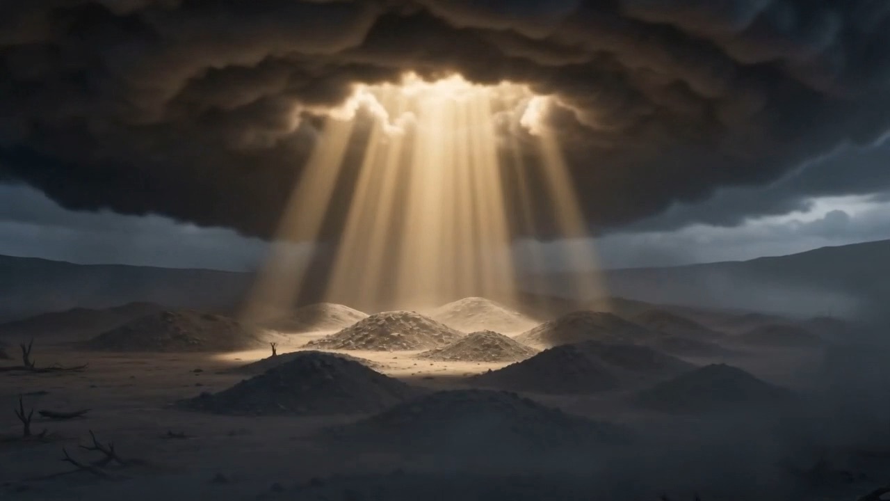 Sunlight coming down through a hole in the cloud