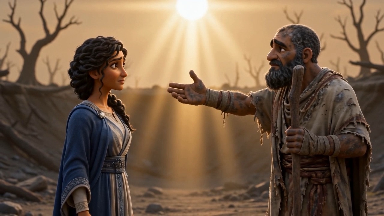He puts a hand out toward her