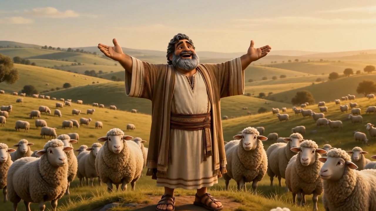 Job standing in the middle of it with his arms out