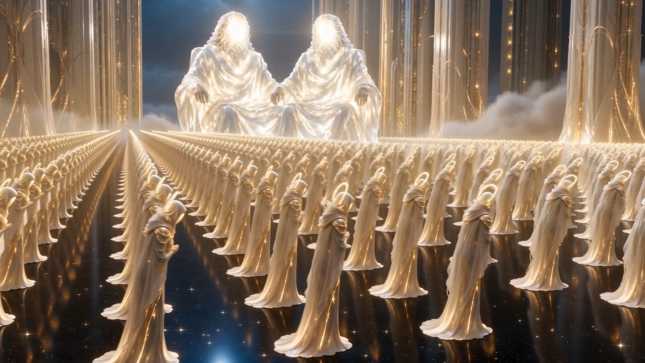 Ranks of light, and a throne, seen once more