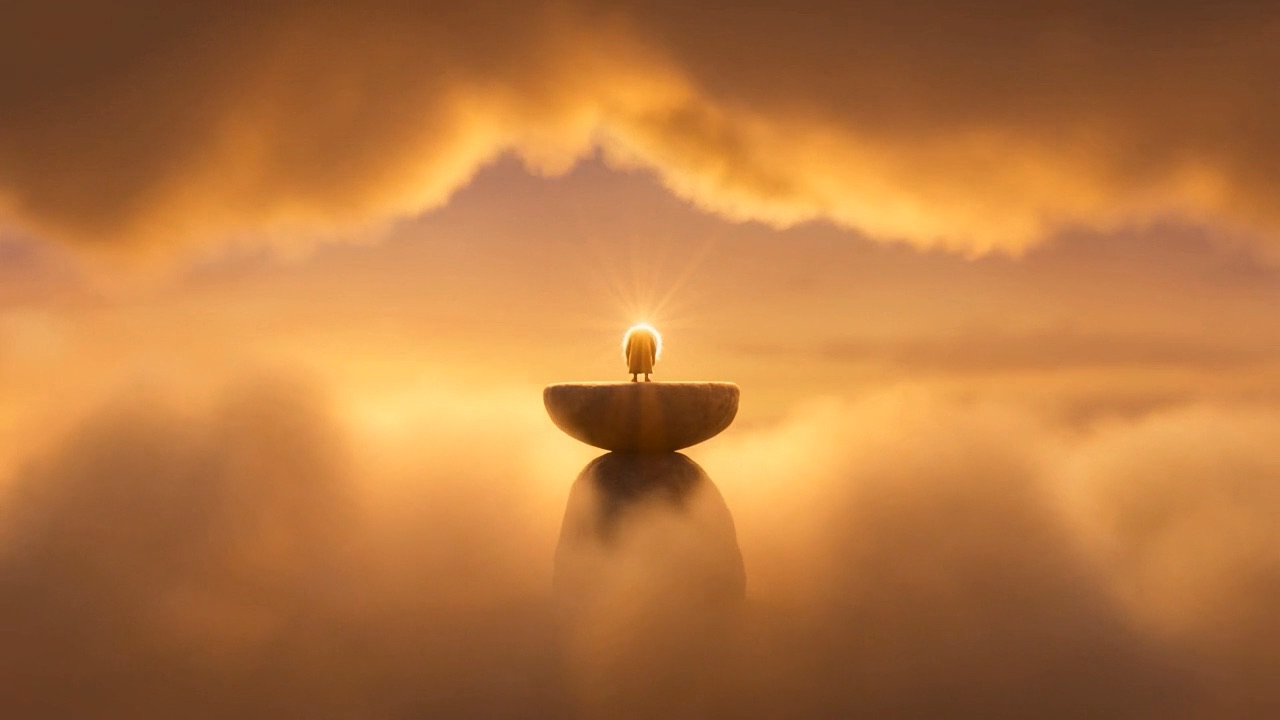 A single lamp burning above the clouds
