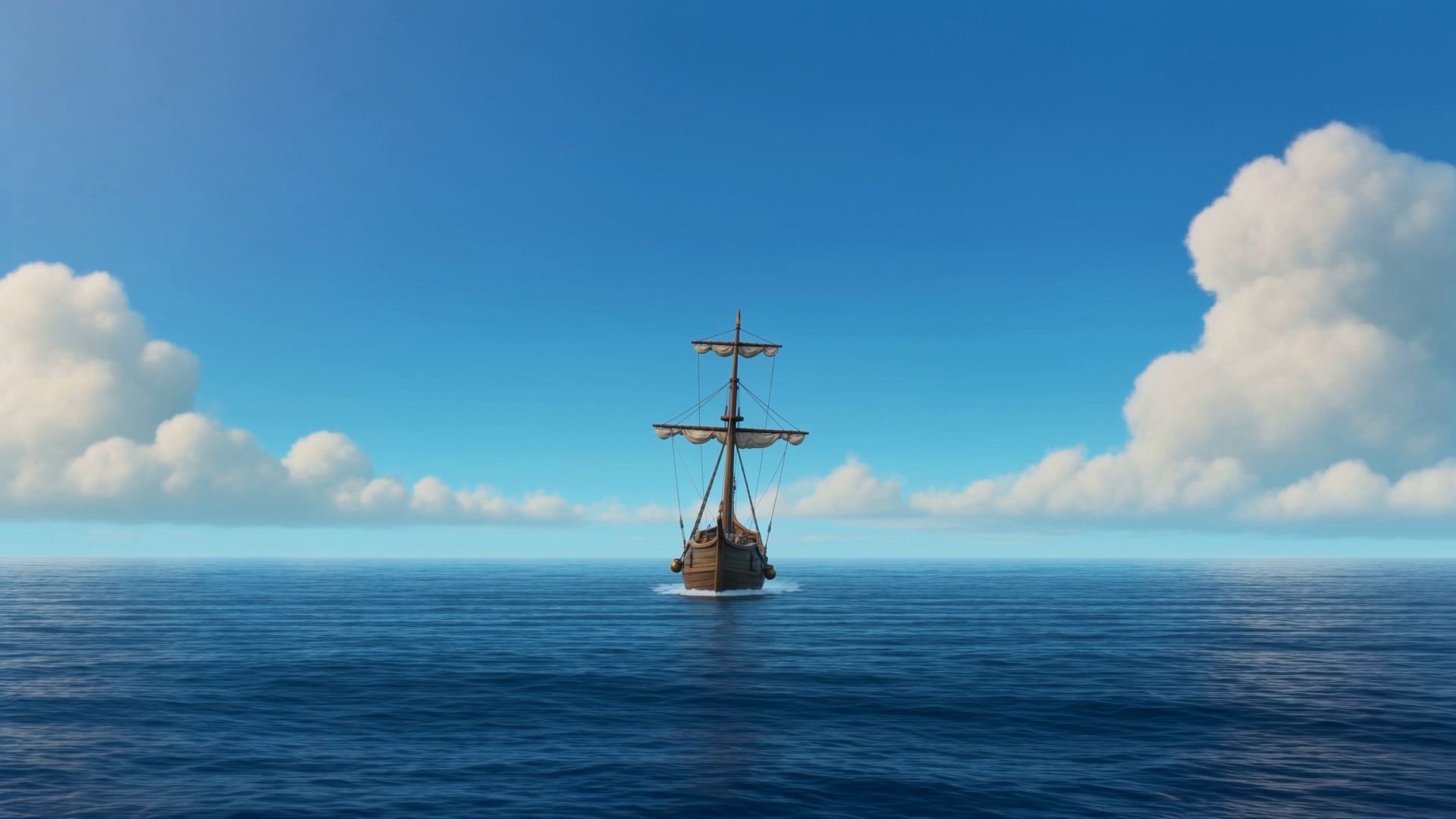 A flat blue sea, too quiet