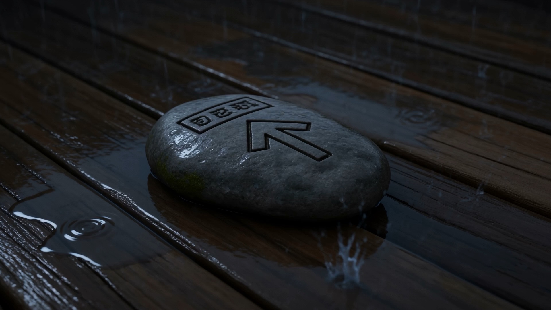 One marked stone — its arrow pointing at Jonah