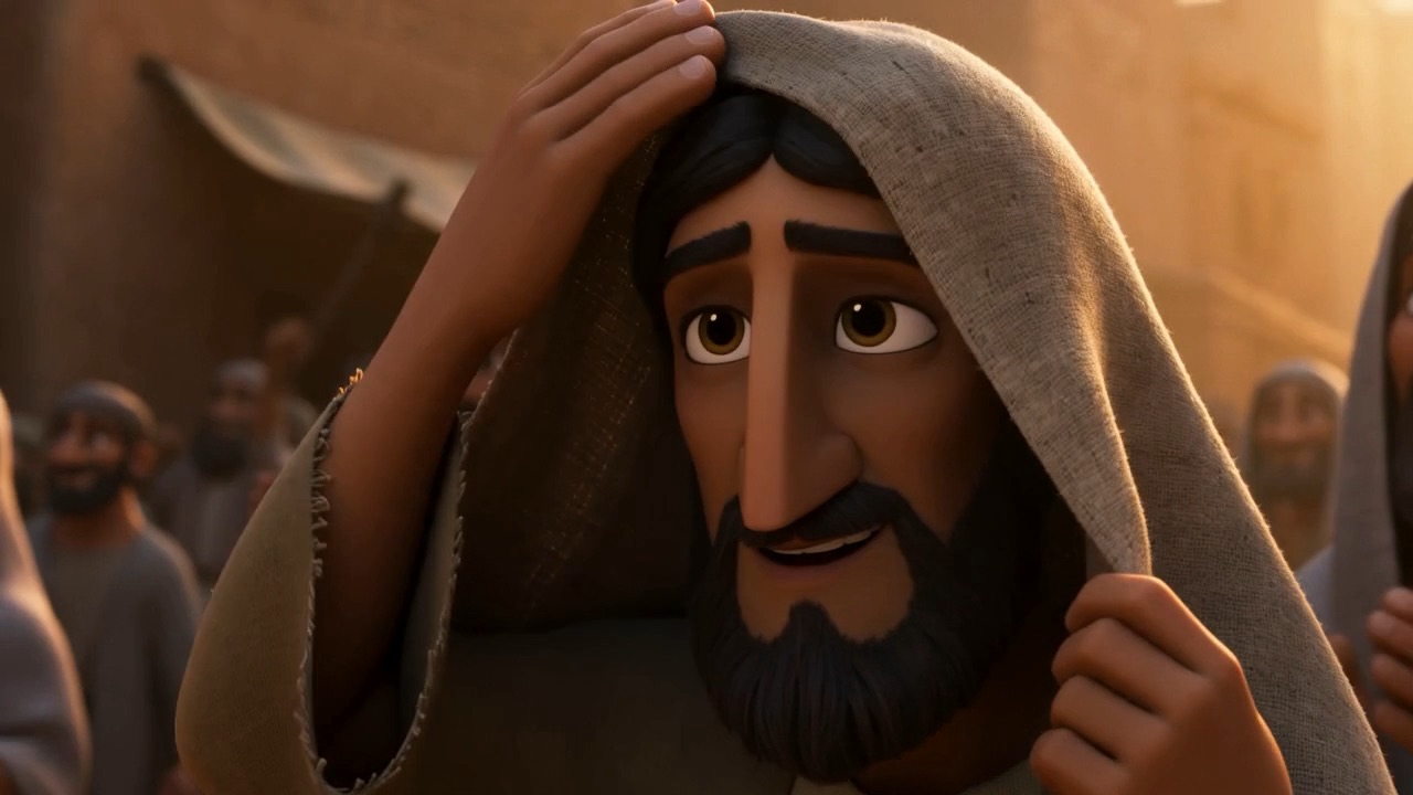 A man takes the sackcloth off his head