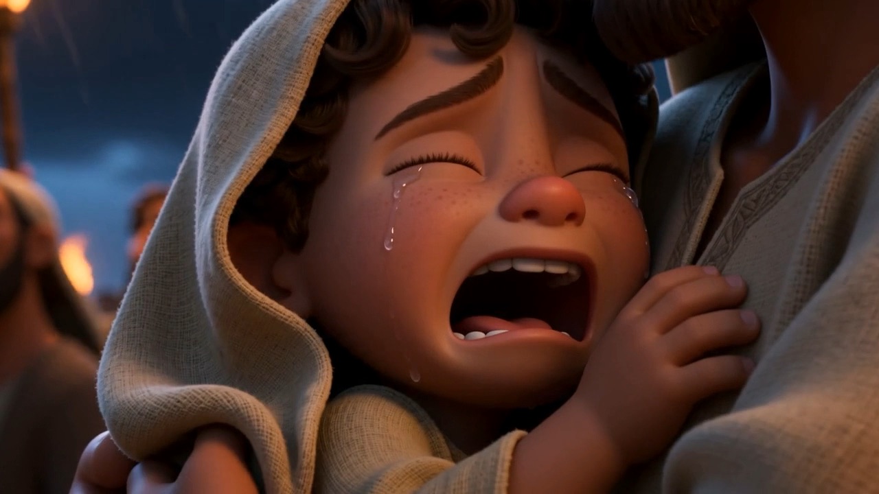 A child crying against her mother's shoulder
