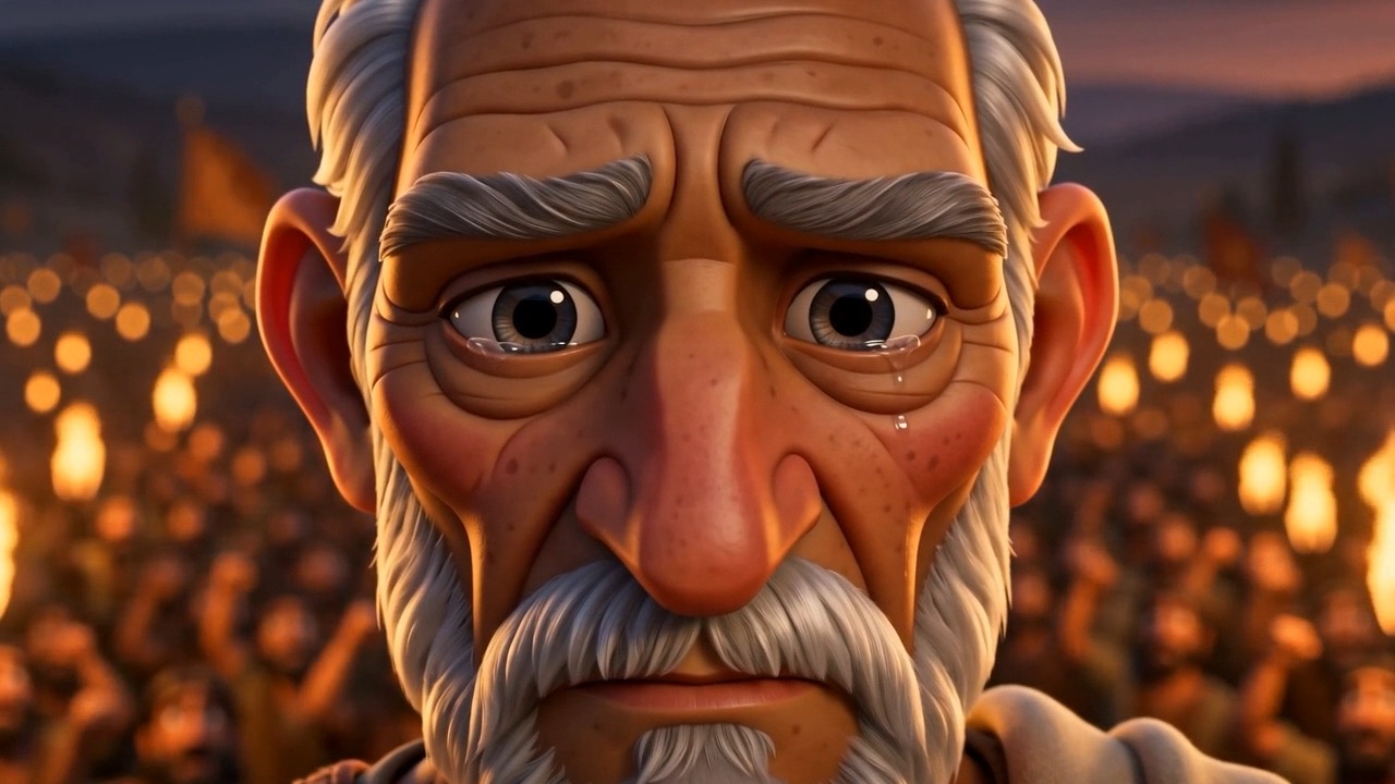 He looks out at them one last time