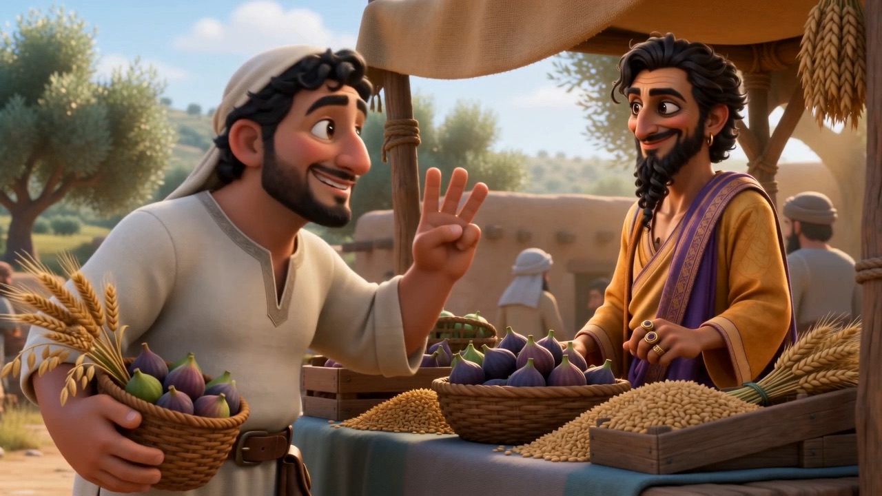 A trader in a purple sash, all smiles