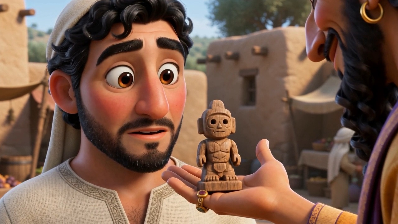 An Israelite farmer looks at it, unsure