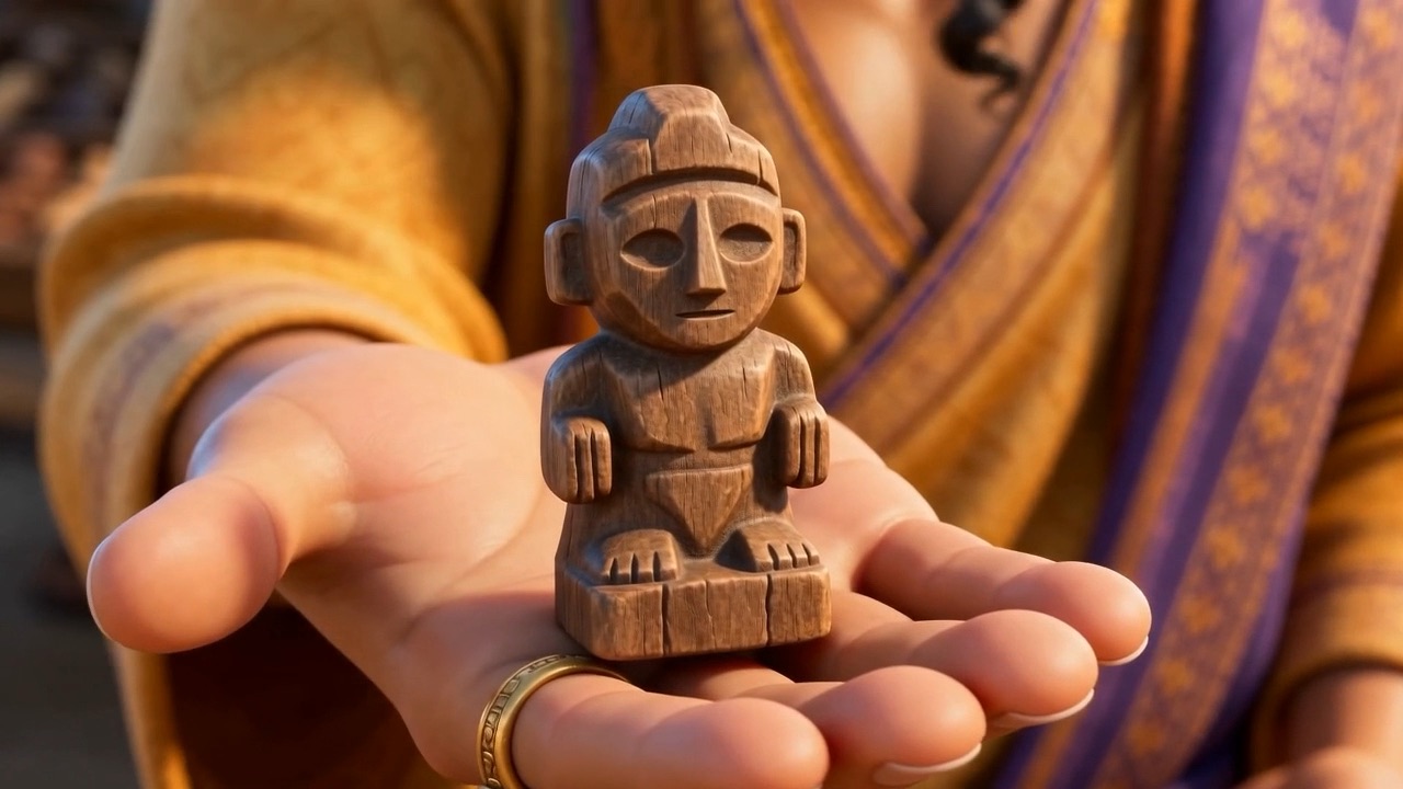 The little idol sitting in an open palm