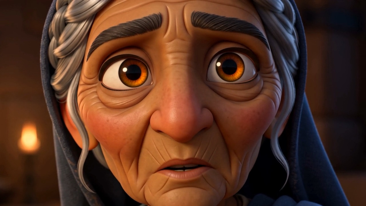 An old woman notices them