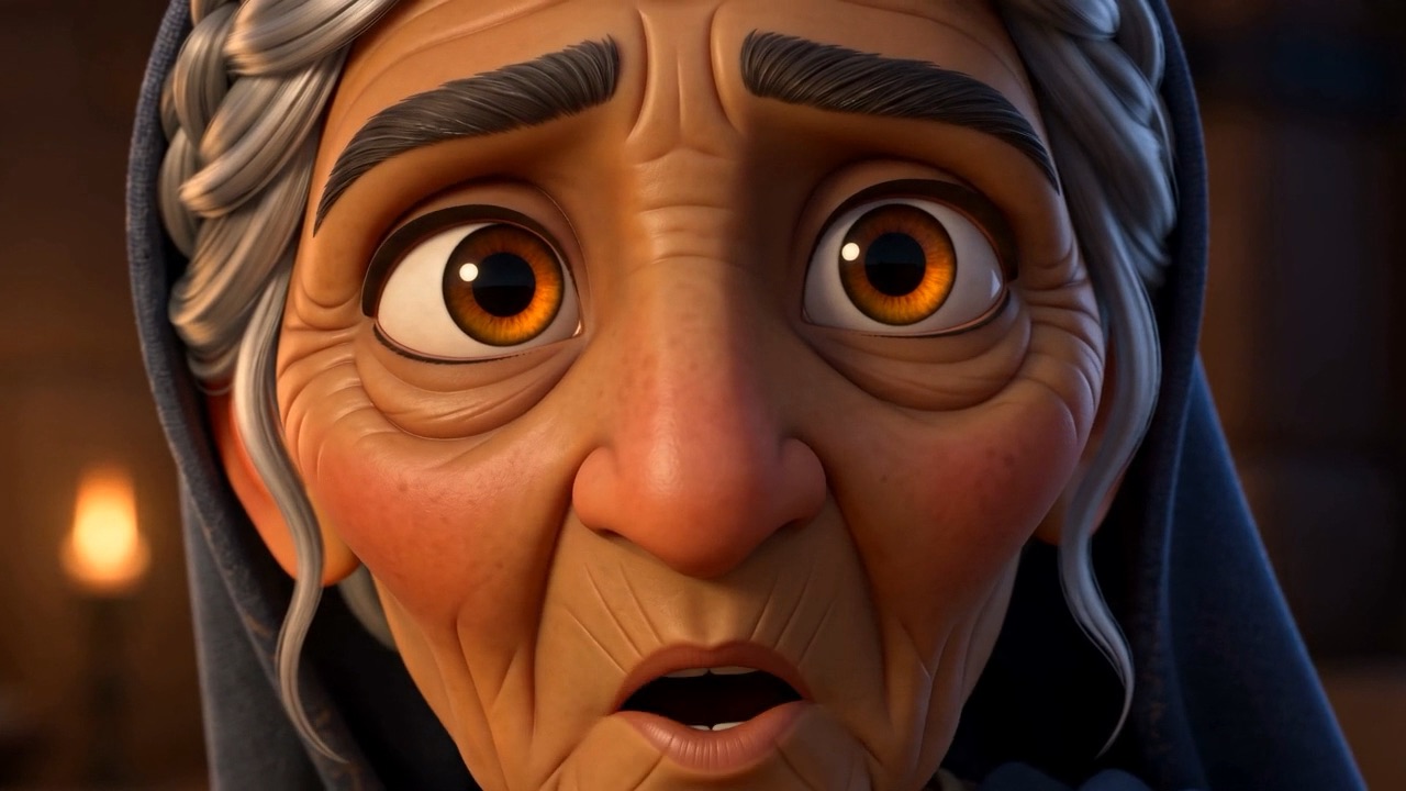 Her face — she remembers something they don't