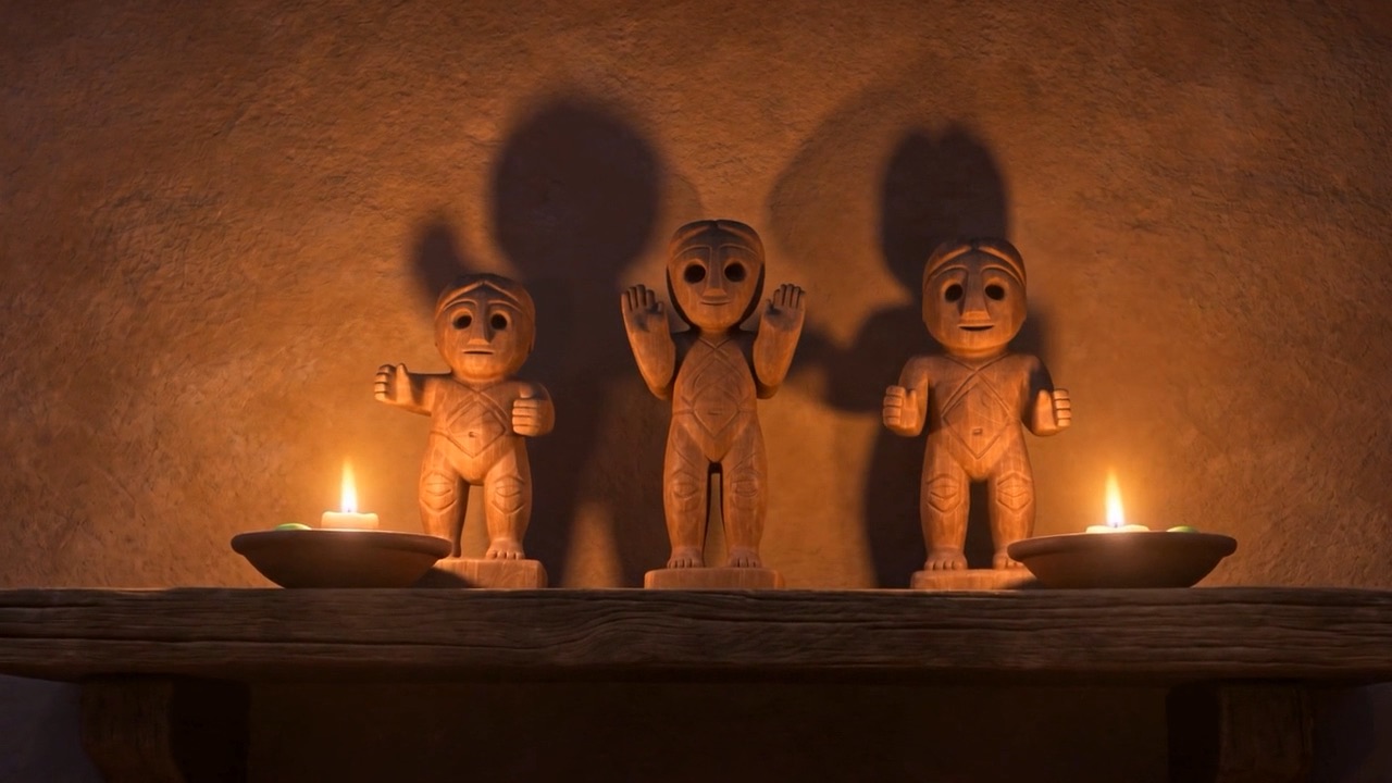 Their shadows thrown up the wall