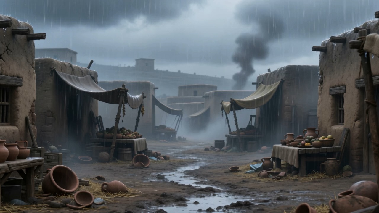 The street afterwards, in the rain